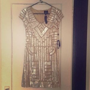 Adriana Papell Art Deco sequin cocktail dress sz 2